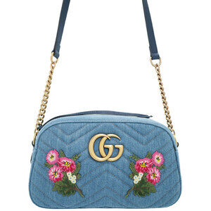 Gucci Embroidered GG Marmont Quilted Shoulder Bag